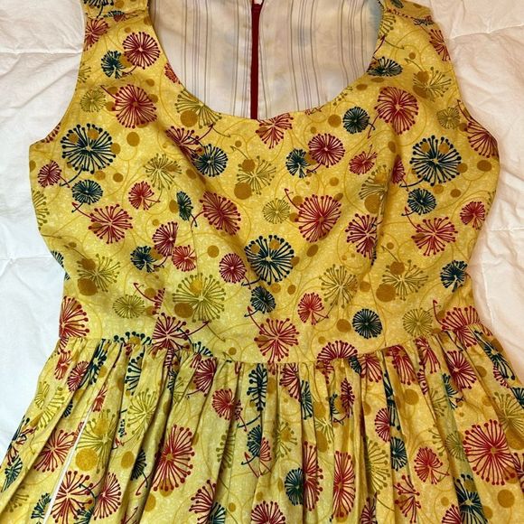 Vintage home made fit and flare 50s style dress small/medium floral print pocket - Picture 5 of 9
